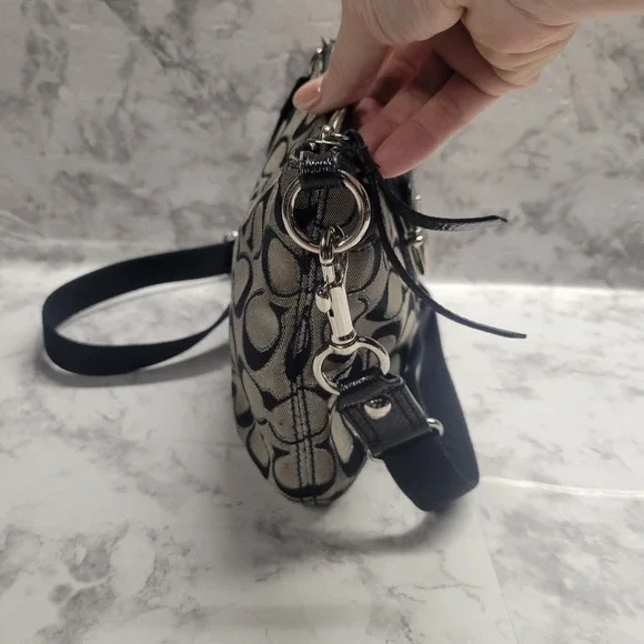 Coach Crossbody Monogram Black Gray Poppy Signature Purse - Picture 5 of 10
